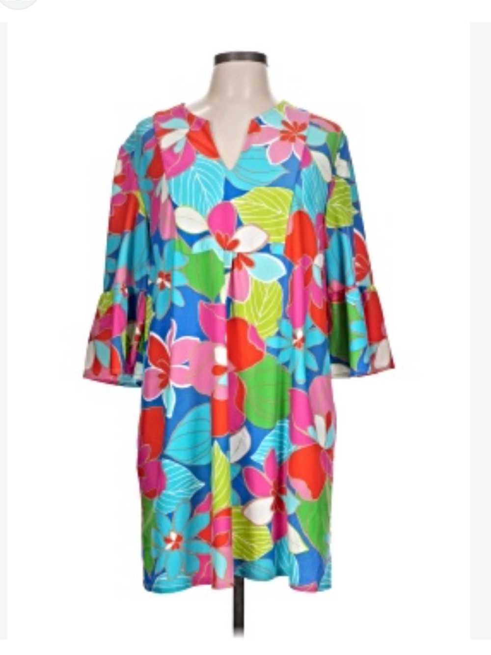Jude Conally XL Bright Floral Shift Dress - Blue Pink Green
